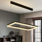Suspension LED rectangulaire noire moderne pour îlot de cuisine