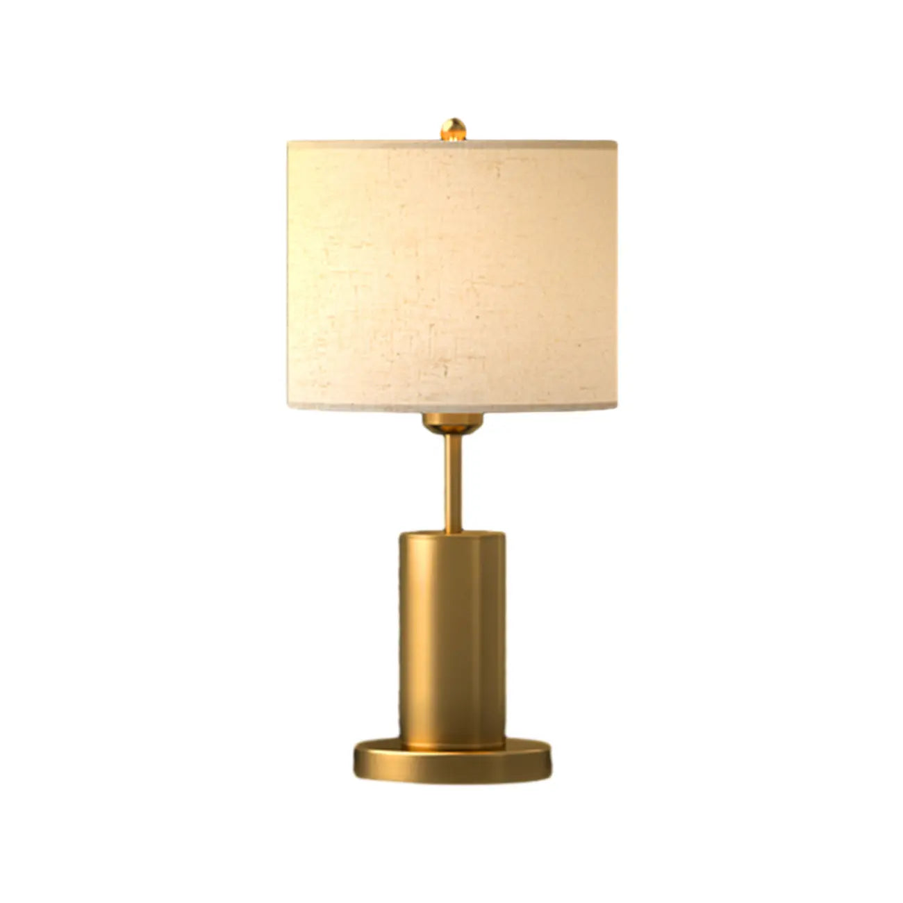 Lampe de table en forme de tonneau, en métal doré et tissu, à brancher