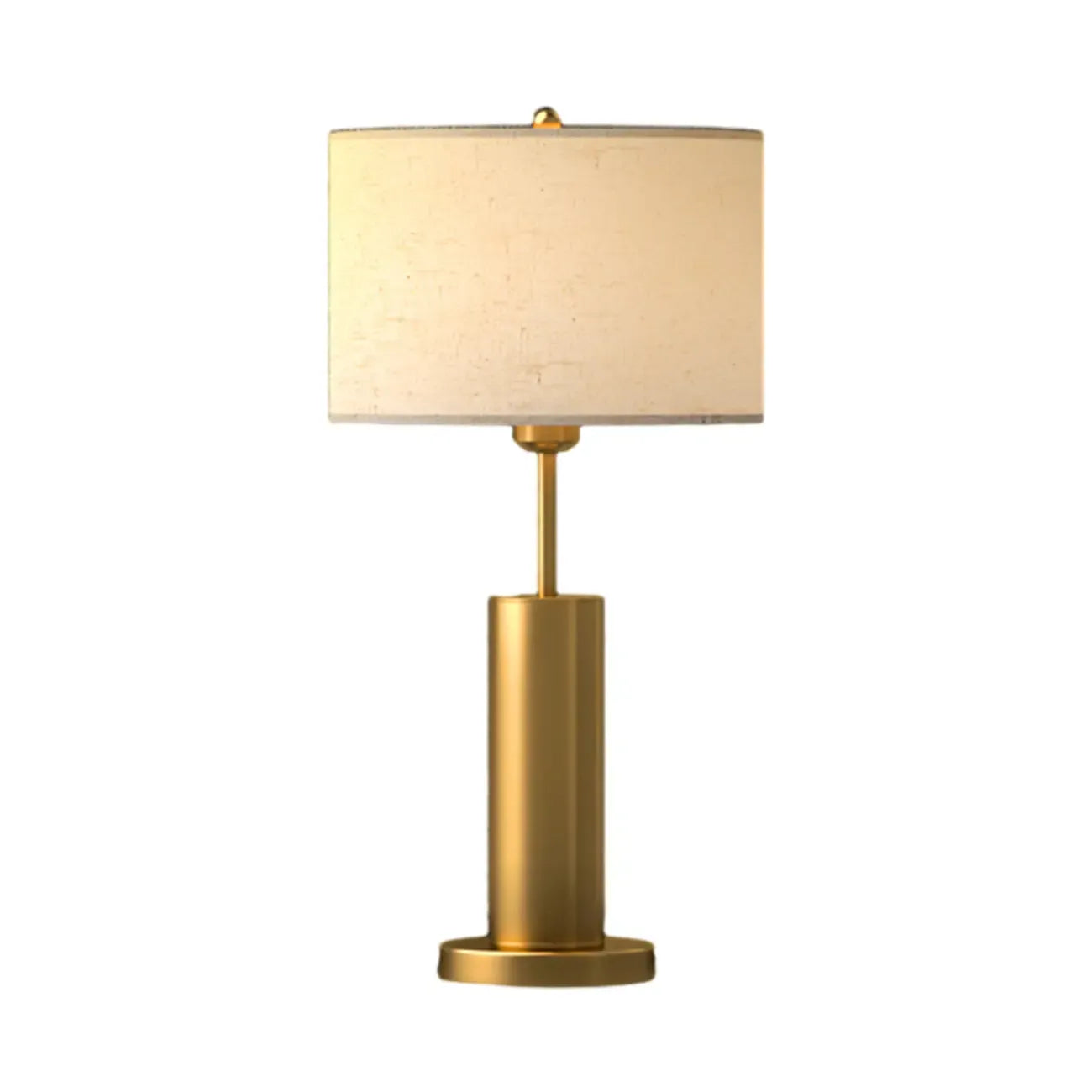 Lampe de table en forme de tonneau, en métal doré et tissu, à brancher