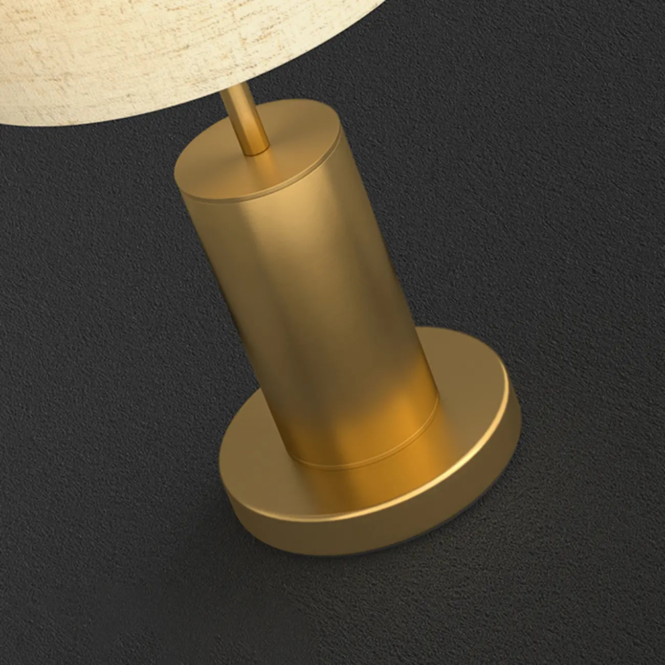Lampe de table en forme de tonneau, en métal doré et tissu, à brancher