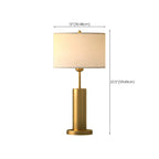 Lampe de table en forme de tonneau, en métal doré et tissu, à brancher