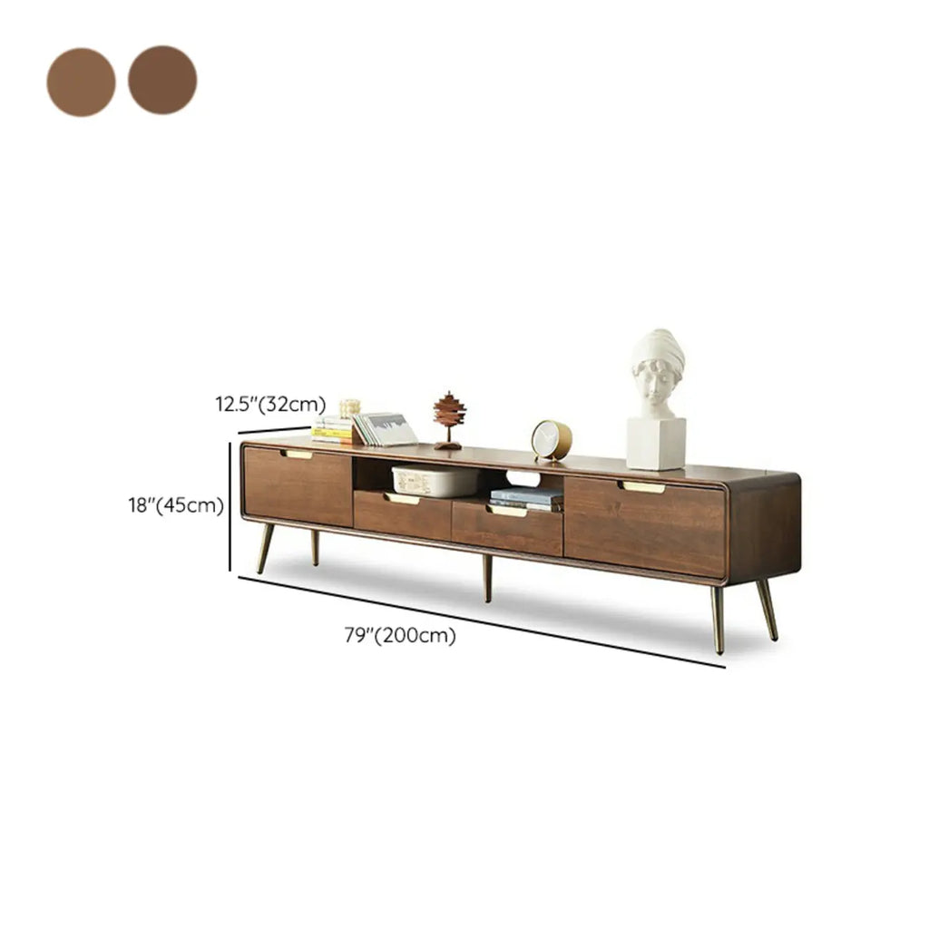 79 Mobile porta TV con gambe in legno marrone nordico a giorno
