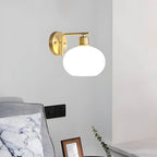 Applique murale globe en laiton glamour avec LED pour chambre à coucher
