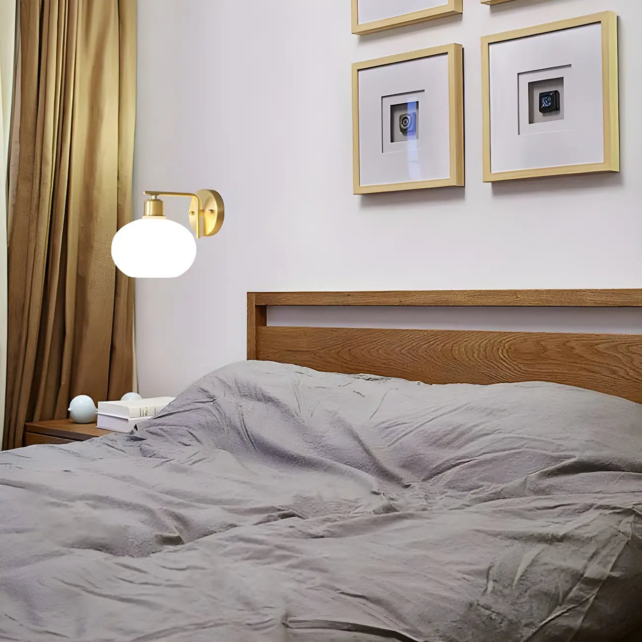 Applique murale globe en laiton glamour avec LED pour chambre à coucher
