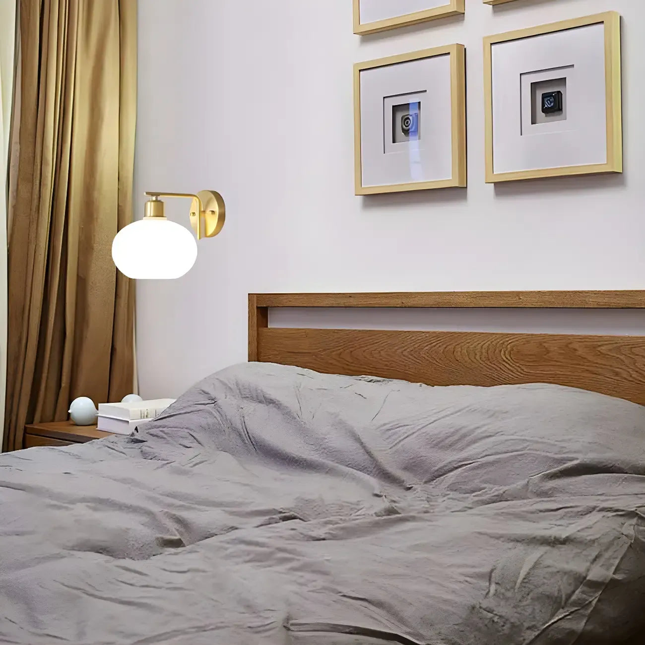 Applique murale globe en laiton glamour avec LED pour chambre à coucher