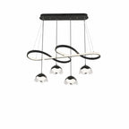 Lampadario a sospensione dimmerabile in metallo nero a 6 luci, 2 livelli, regolabile