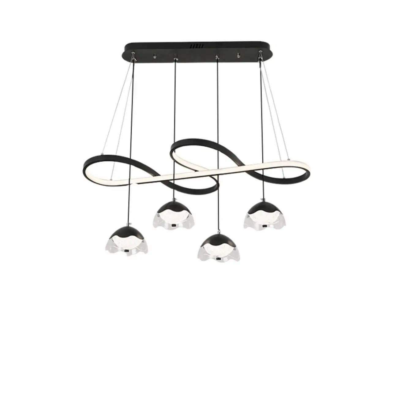 Lampadario a sospensione dimmerabile in metallo nero a 6 luci, 2 livelli, regolabile