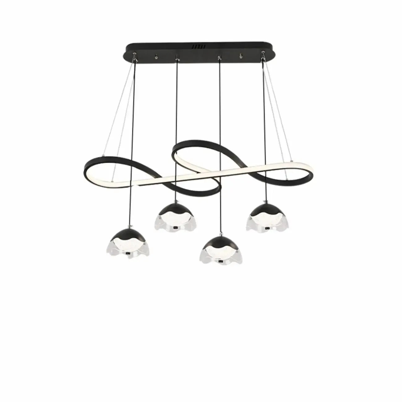 Lampadario a sospensione dimmerabile in metallo nero a 6 luci, 2 livelli, regolabile