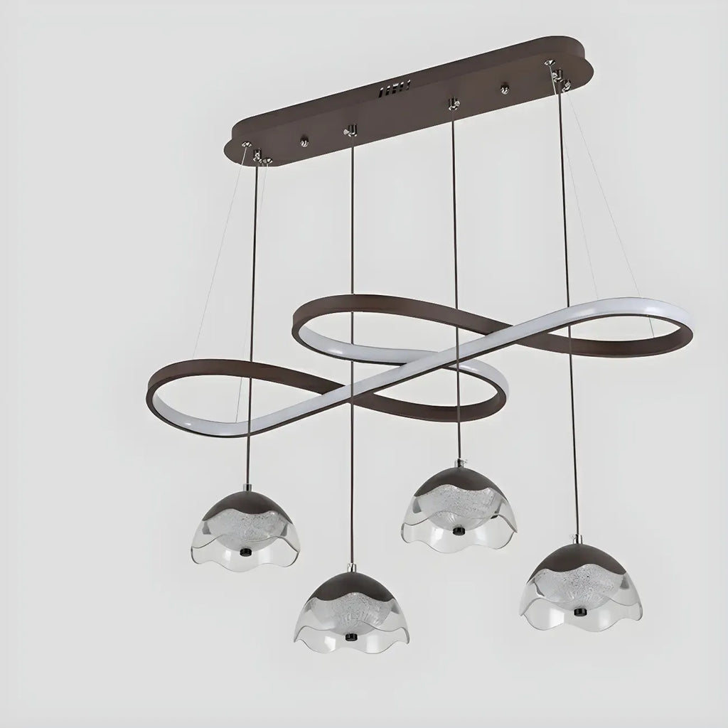 Lampadario a sospensione dimmerabile in metallo nero a 6 luci, 2 livelli, regolabile