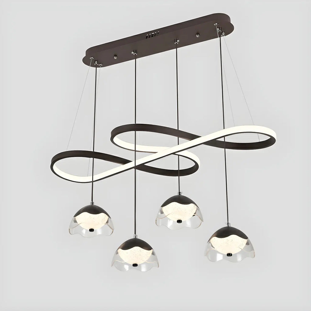 Lampadario a sospensione dimmerabile in metallo nero a 6 luci, 2 livelli, regolabile