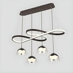 Lampadario a sospensione dimmerabile in metallo nero a 6 luci, 2 livelli, regolabile