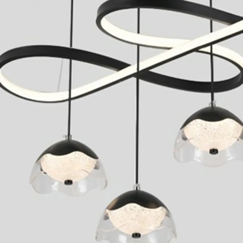 Lampadario a sospensione dimmerabile in metallo nero a 6 luci, 2 livelli, regolabile
