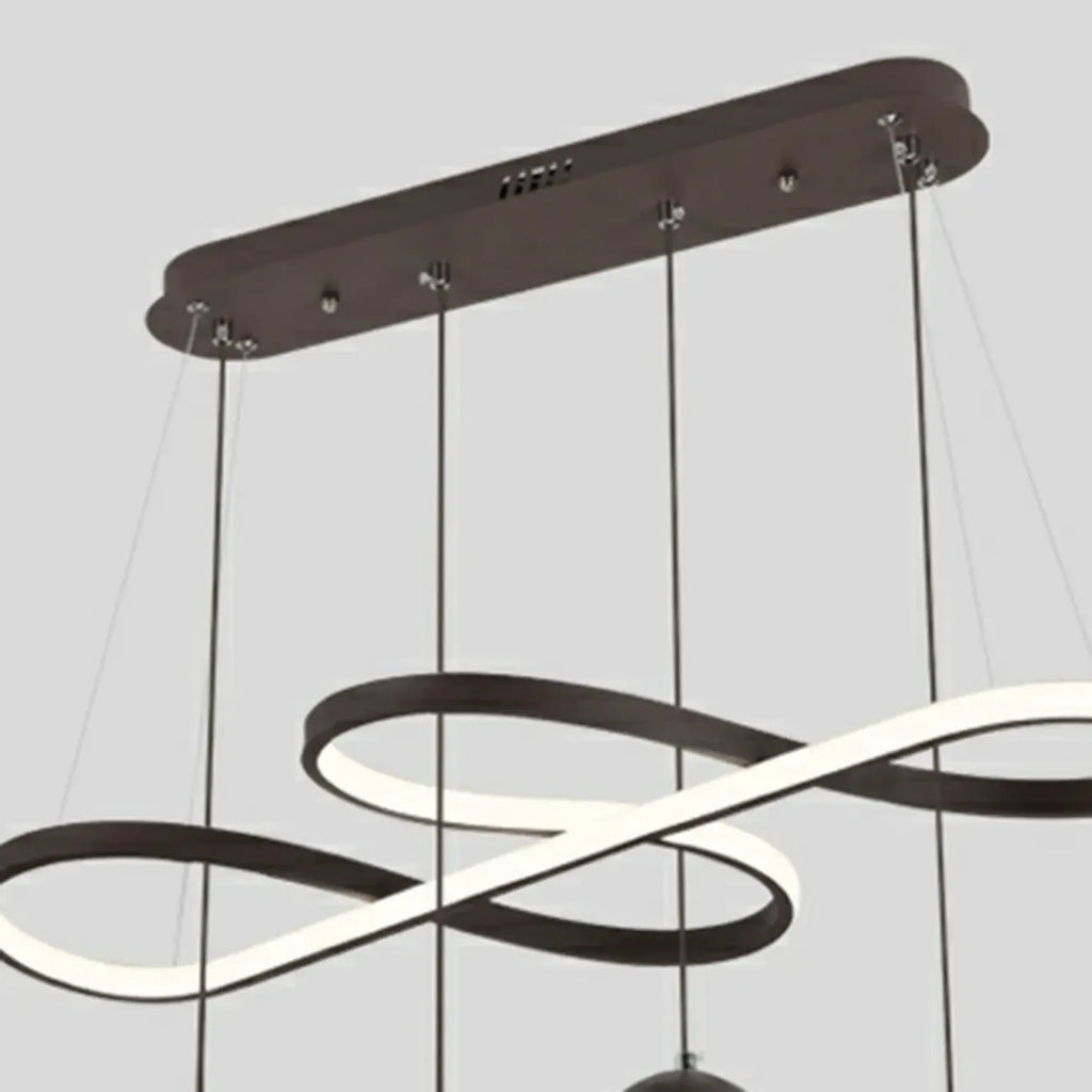 Lampadario a sospensione dimmerabile in metallo nero a 6 luci, 2 livelli, regolabile