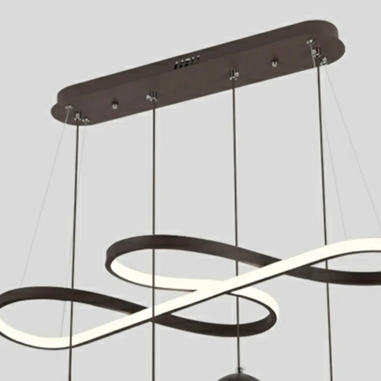 Lampadario a sospensione dimmerabile in metallo nero a 6 luci, 2 livelli, regolabile