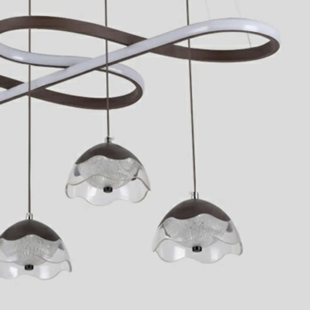 Lampadario a sospensione dimmerabile in metallo nero a 6 luci, 2 livelli, regolabile