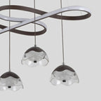 Lampadario a sospensione dimmerabile in metallo nero a 6 luci, 2 livelli, regolabile