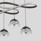 Lampadario a sospensione dimmerabile in metallo nero a 6 luci, 2 livelli, regolabile