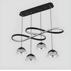 Lampadario a sospensione dimmerabile in metallo nero a 6 luci, 2 livelli, regolabile
