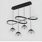 Lampadario a sospensione dimmerabile in metallo nero a 6 luci, 2 livelli, regolabile