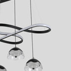Lampadario a sospensione dimmerabile in metallo nero a 6 luci, 2 livelli, regolabile