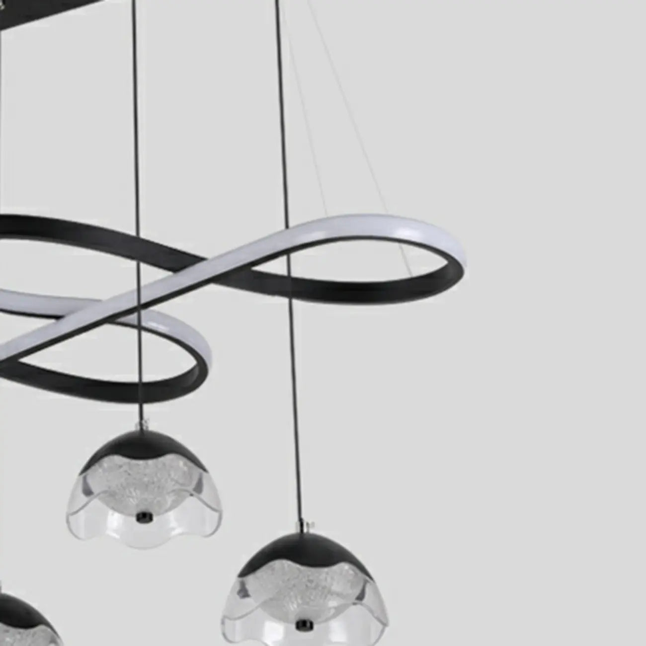 Lampadario a sospensione dimmerabile in metallo nero a 6 luci, 2 livelli, regolabile
