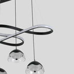 Lampadario a sospensione dimmerabile in metallo nero a 6 luci, 2 livelli, regolabile