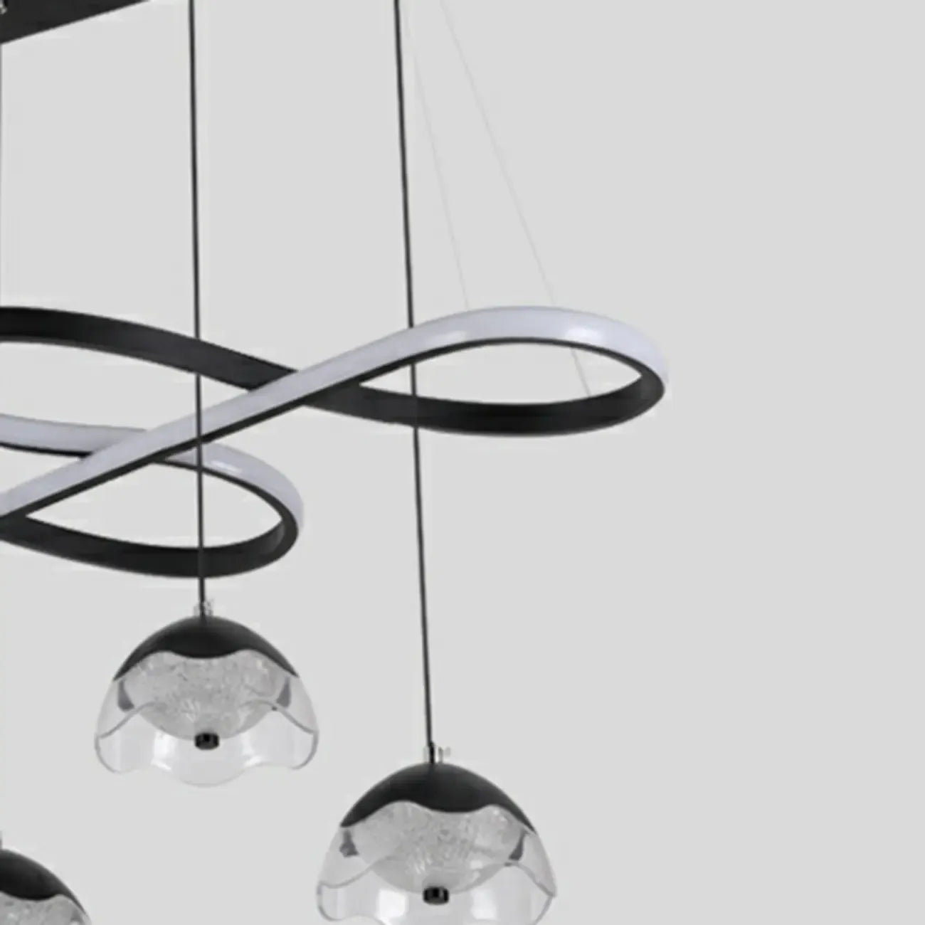 Lampadario a sospensione dimmerabile in metallo nero a 6 luci, 2 livelli, regolabile