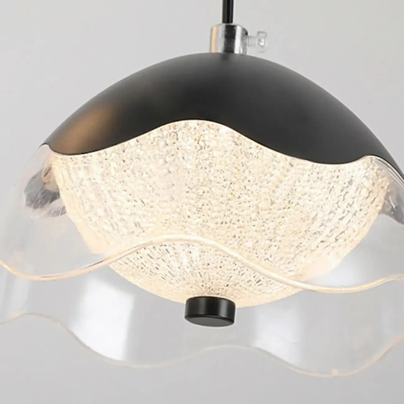 Lampadario a sospensione dimmerabile in metallo nero a 6 luci, 2 livelli, regolabile