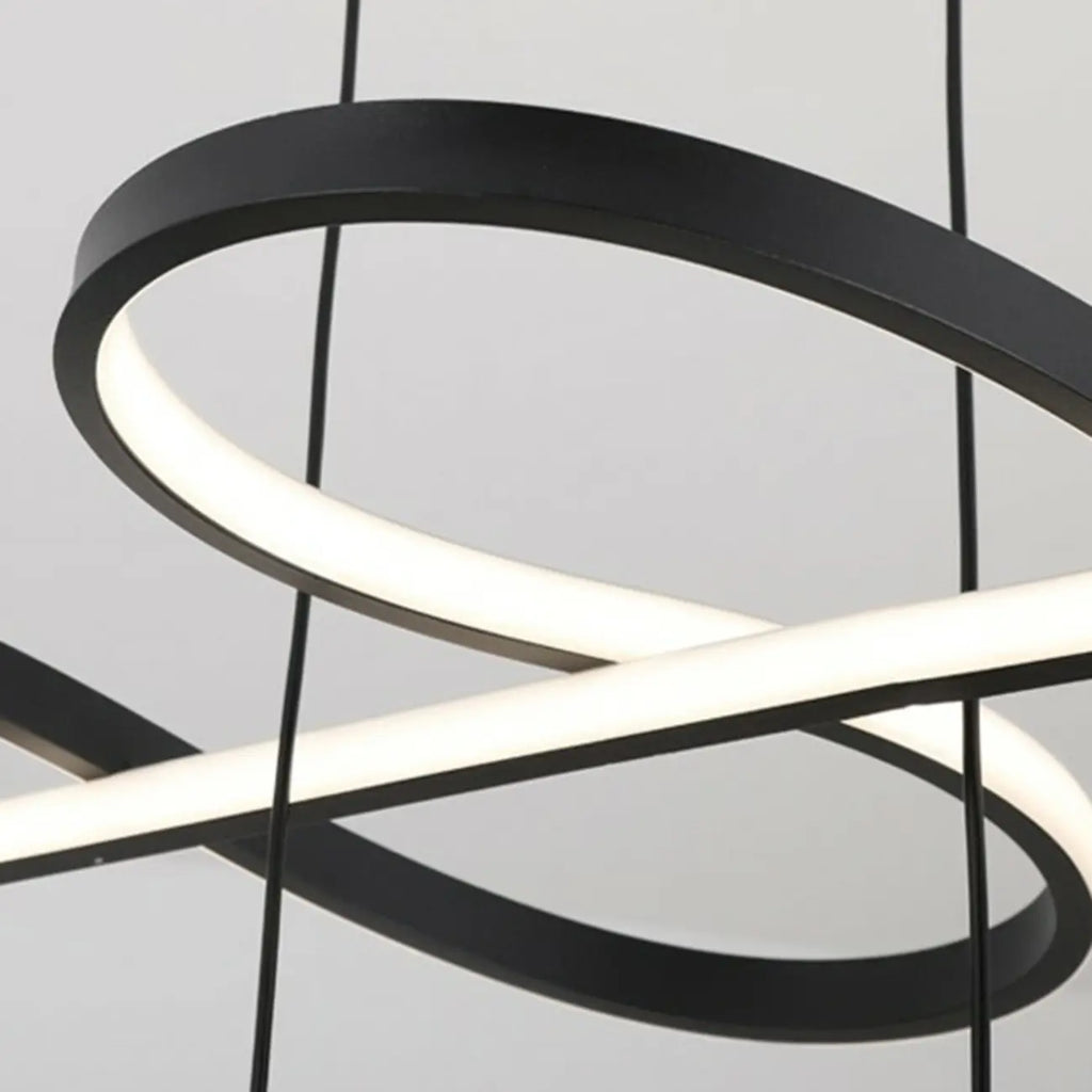 Lampadario a sospensione dimmerabile in metallo nero a 6 luci, 2 livelli, regolabile