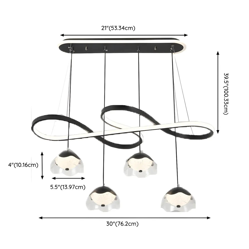 Lampadario a sospensione dimmerabile in metallo nero a 6 luci, 2 livelli, regolabile