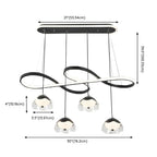 Lampadario a sospensione dimmerabile in metallo nero a 6 luci, 2 livelli, regolabile