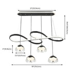 Lampadario a sospensione dimmerabile in metallo nero a 6 luci, 2 livelli, regolabile