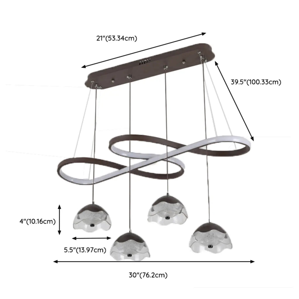Lampadario a sospensione dimmerabile in metallo nero a 6 luci, 2 livelli, regolabile