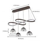 Lampadario a sospensione dimmerabile in metallo nero a 6 luci, 2 livelli, regolabile