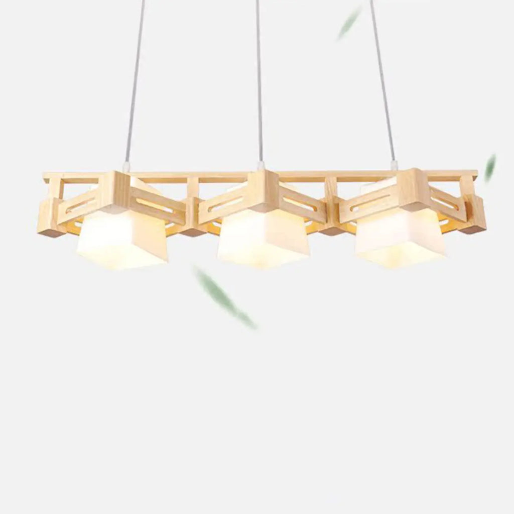Lampadario a sospensione regolabile grande in legno a LED per isola cucina