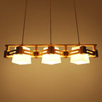 Lampadario a sospensione regolabile grande in legno a LED per isola cucina