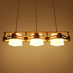 Lampadario a sospensione regolabile grande in legno a LED per isola cucina