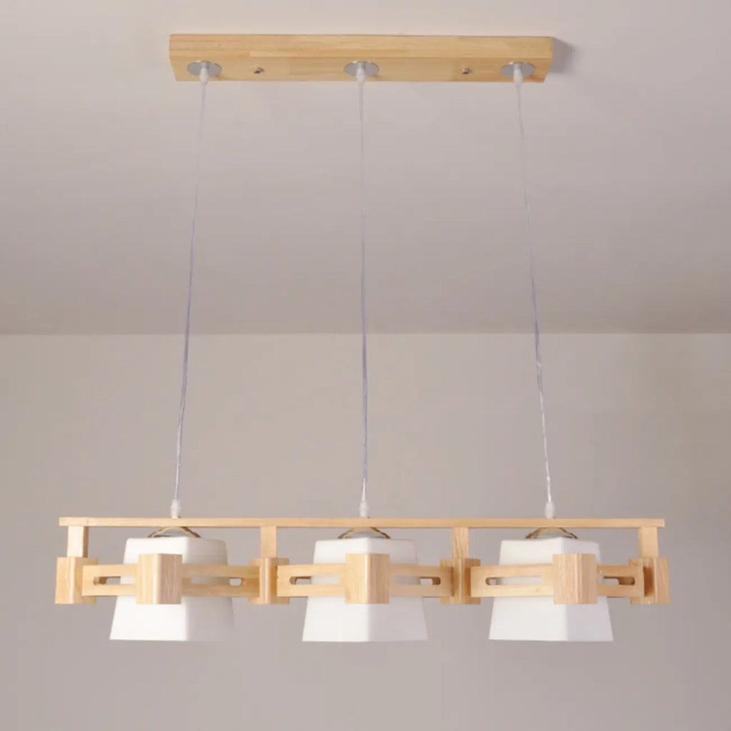 Lampadario a sospensione regolabile grande in legno a LED per isola cucina