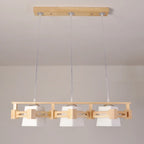 Lampadario a sospensione regolabile grande in legno a LED per isola cucina