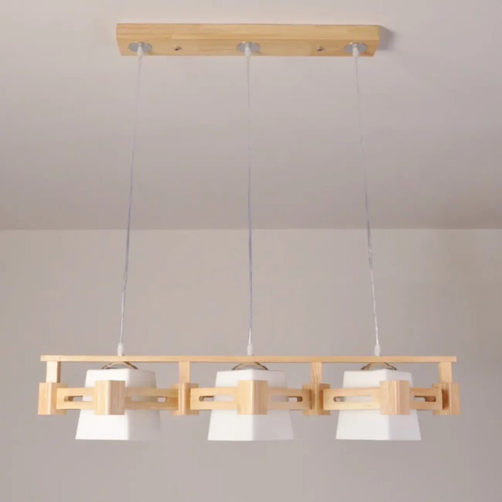 Lampadario a sospensione regolabile grande in legno a LED per isola cucina