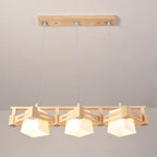 Lampadario a sospensione regolabile grande in legno a LED per isola cucina