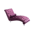 Chaise longue capitonnée violette avec oreiller et pieds en acrylique