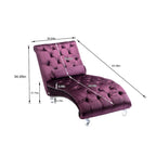 Chaise longue capitonnée violette avec oreiller et pieds en acrylique