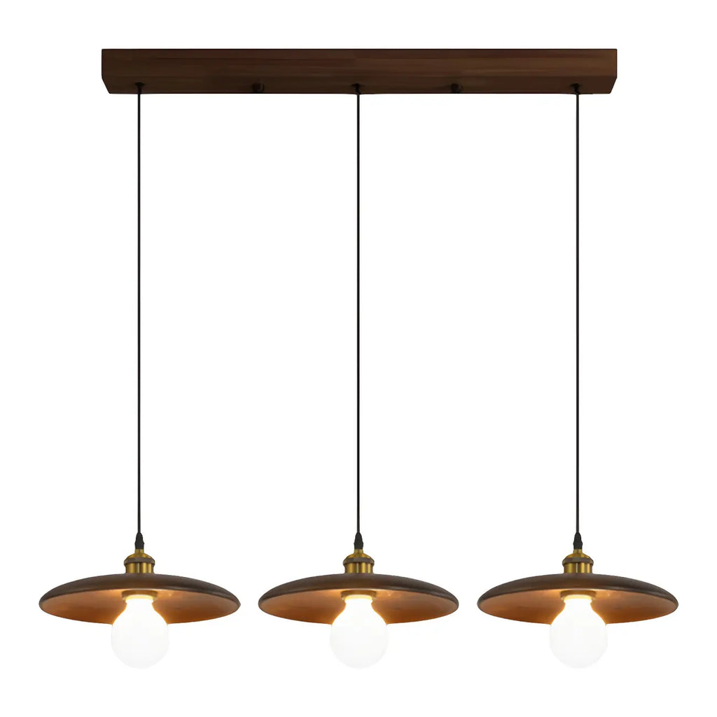 Suspension géométrique en bois de noyer pour îlot de cuisine