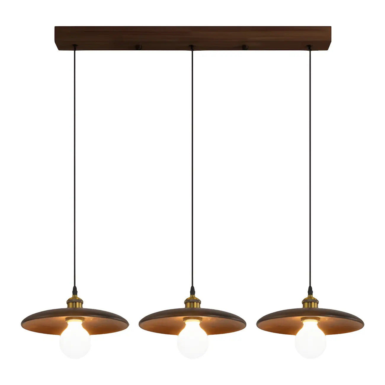 Suspension géométrique en bois de noyer pour îlot de cuisine