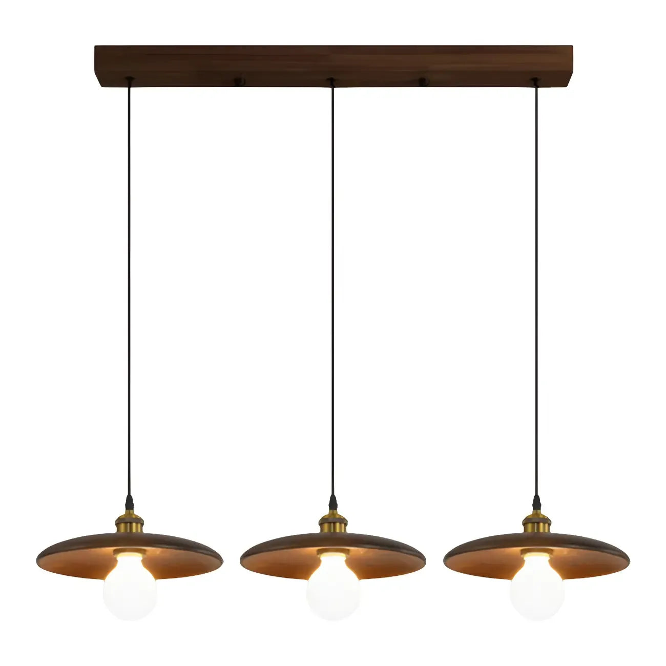 Suspension géométrique en bois de noyer pour îlot de cuisine