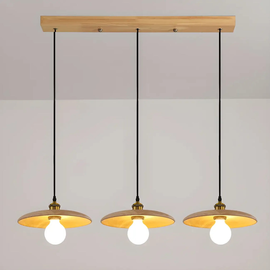 Suspension géométrique en bois de noyer pour îlot de cuisine