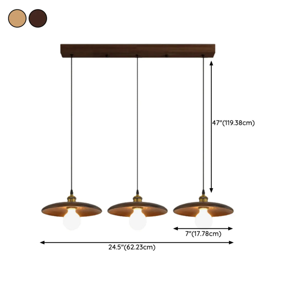Suspension géométrique en bois de noyer pour îlot de cuisine