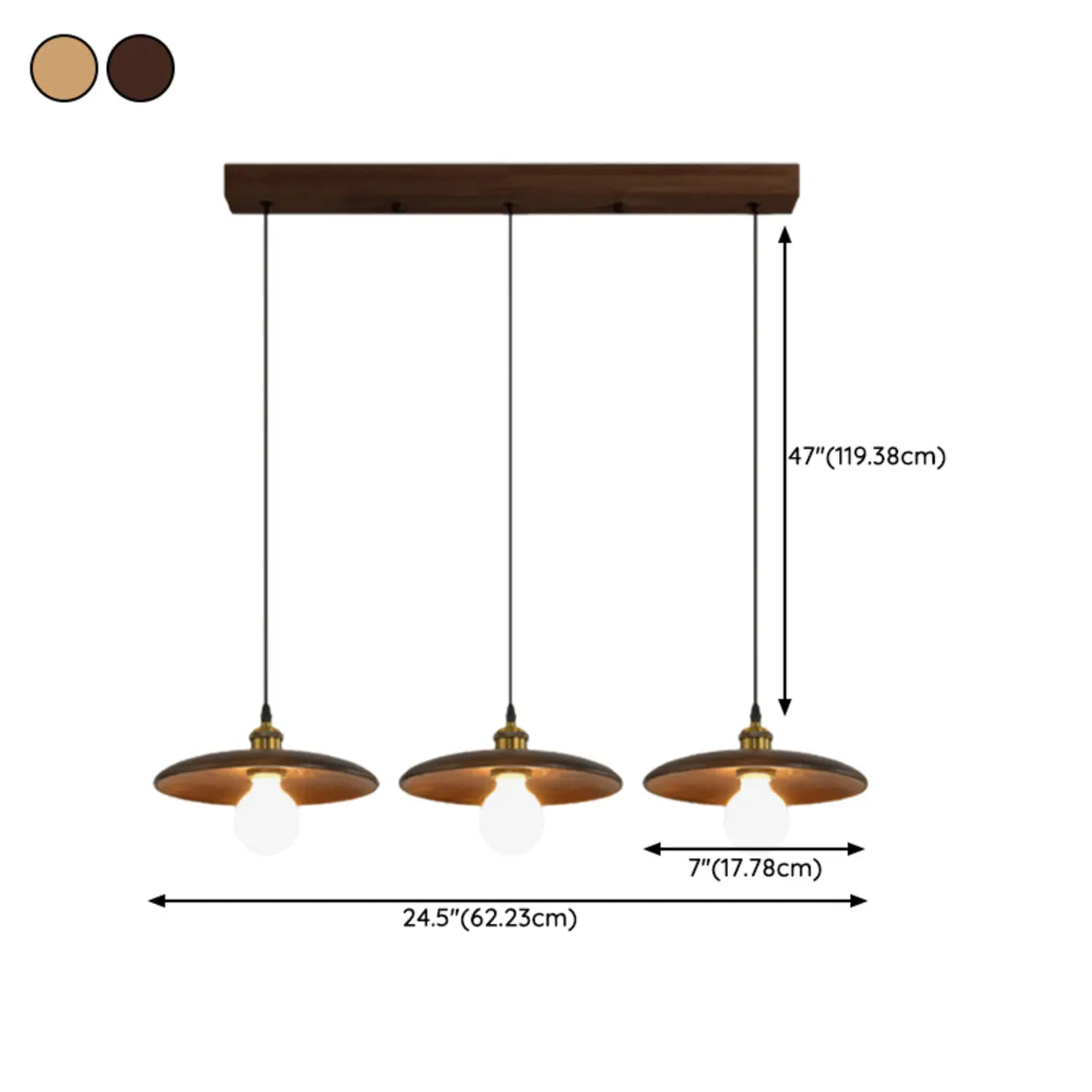 Suspension géométrique en bois de noyer pour îlot de cuisine