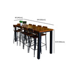 Tables de bar rectangulaires à 4 pieds en bois brun industriel et fer noir